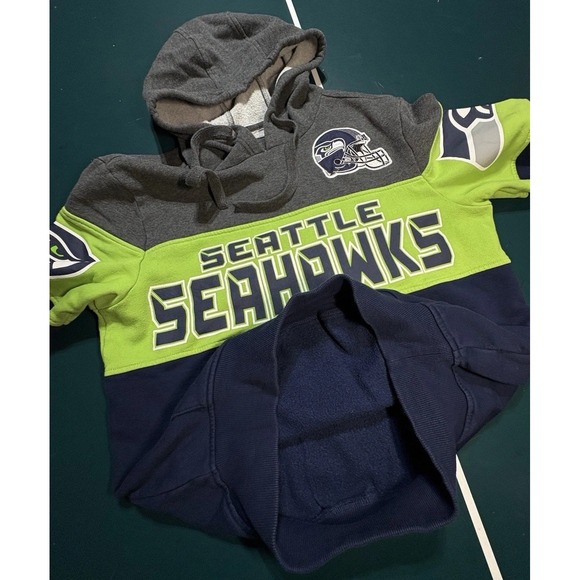 Vintage Starter Seattle Seahawks Hoodie Sweatshirt Men's Small Colorblock Blue - Picture 7 of 11